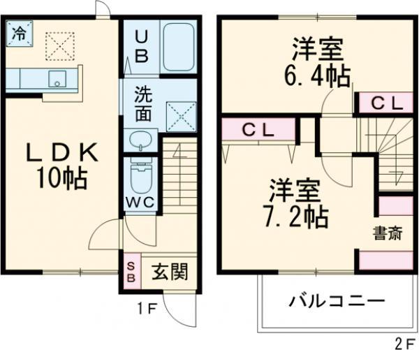 水戸線 下館駅 徒歩71分 2階建 築2年(2LDK)の間取り写真