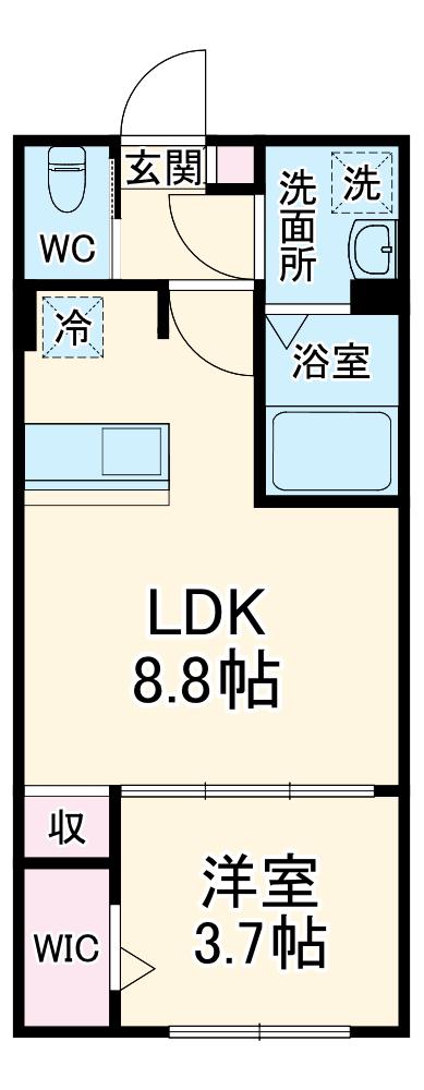 リスグラシュー(1LDK/3階)の間取り写真