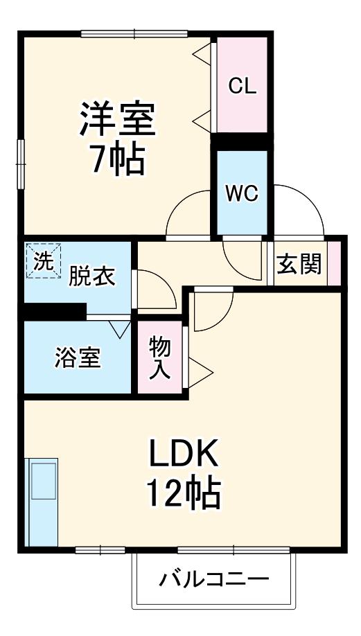 トゥインクルコート城山Ⅱ(1LDK/1階)の間取り写真