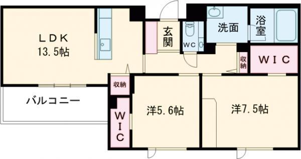 グランパーク阿佐ヶ谷(2LDK/4階)の間取り写真