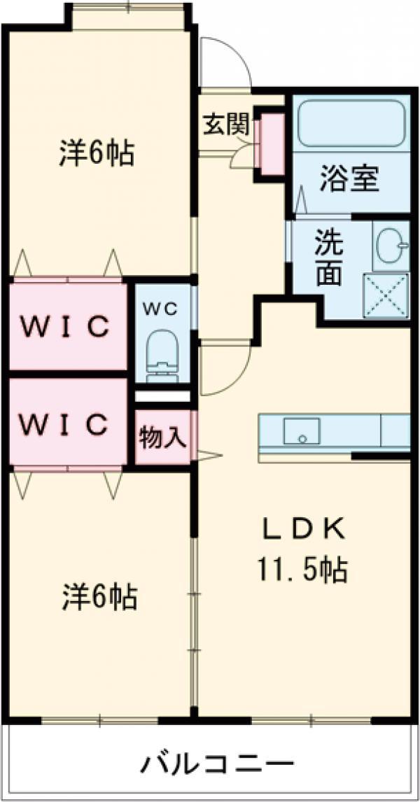 ホクリマンション(2LDK/7階)の間取り写真