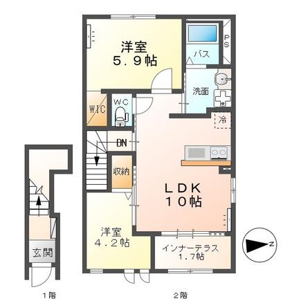 オーレスト(2LDK/2階)の間取り写真