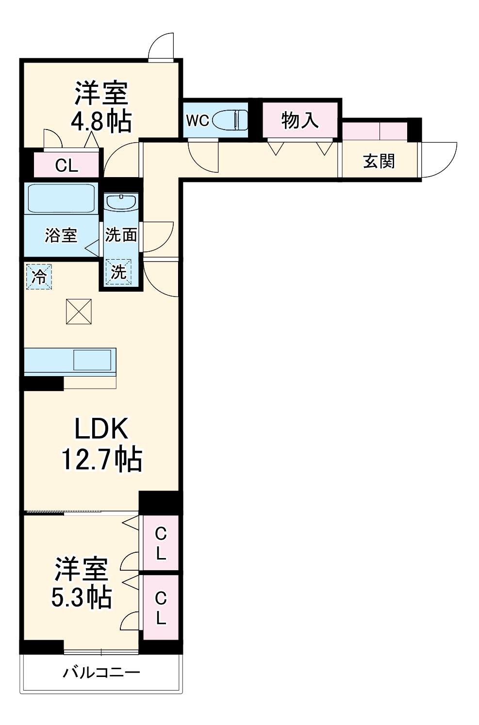 セレスティア竹ノ塚Ⅱ(2LDK/1階)の間取り写真