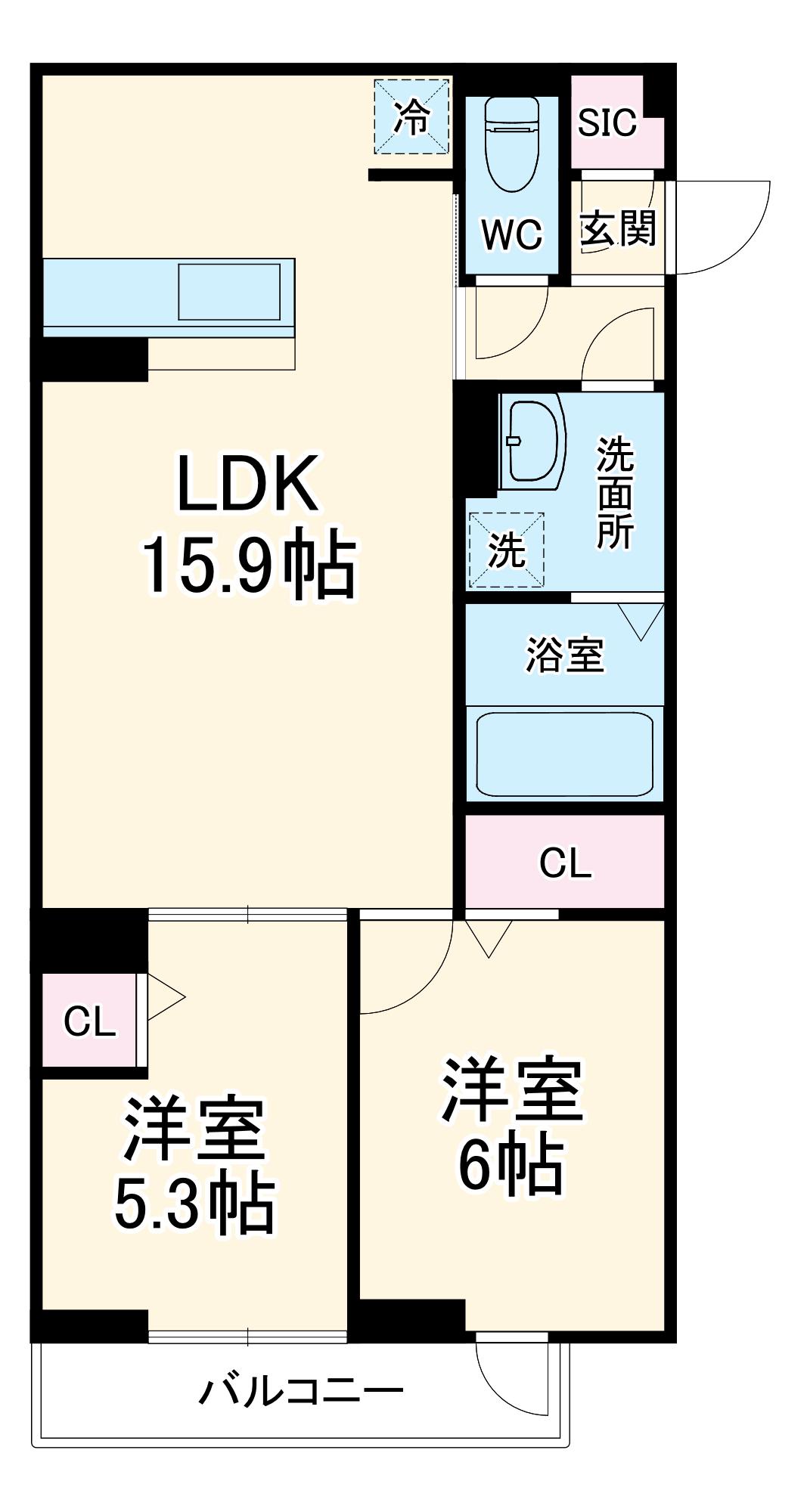 セレスティア竹ノ塚Ⅱ(2LDK/2階)の間取り写真