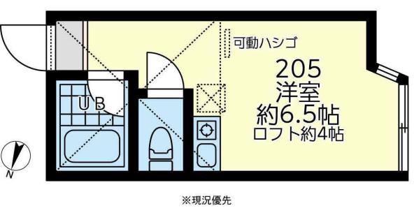 ユナイトKOKANラバーソウル(ワンルーム/2階)の間取り写真