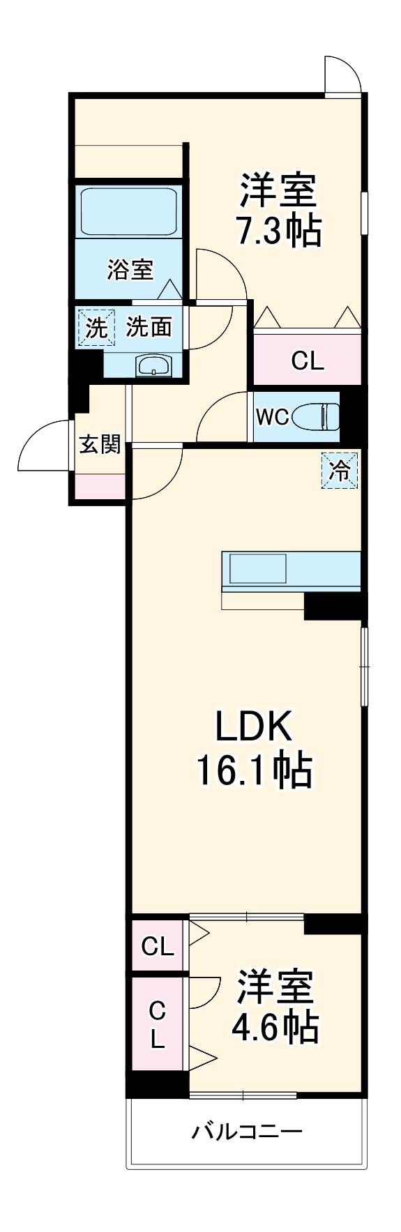 セレスティア竹ノ塚Ⅱ(2LDK/3階)の間取り写真