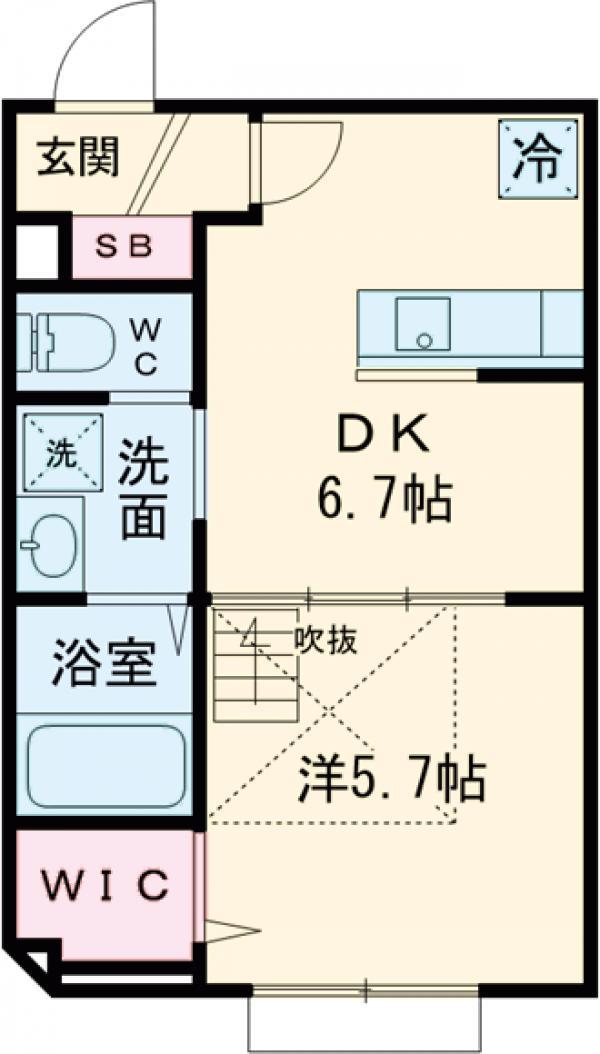 リーブルコート東小岩(1DK/2階)の間取り写真