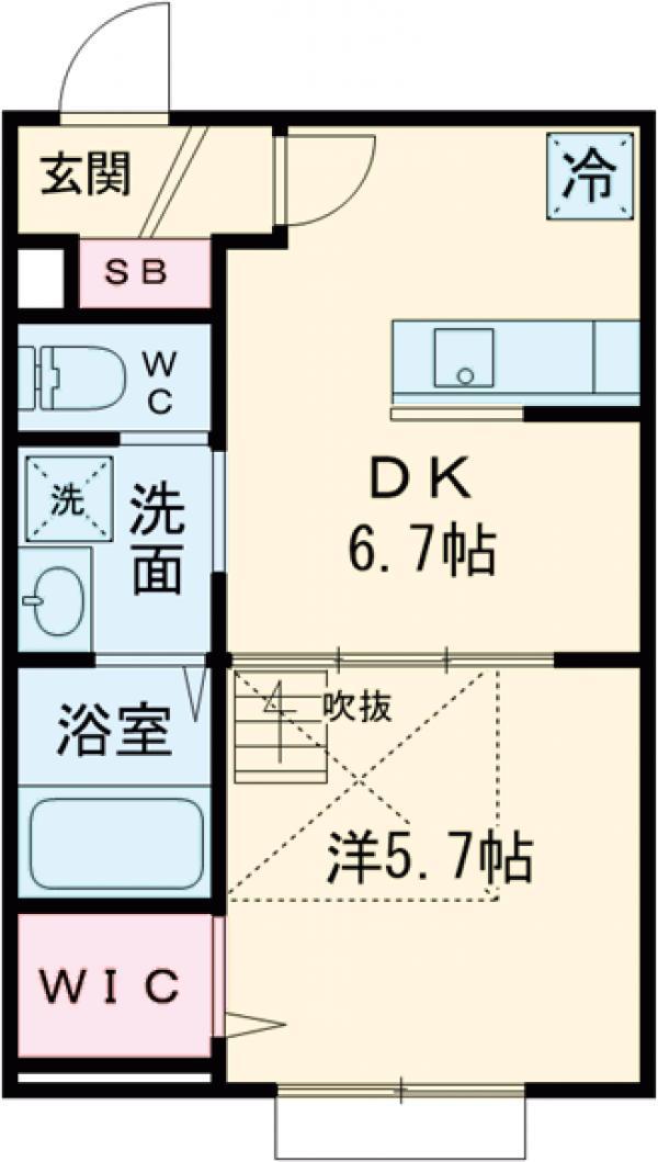 リーブルコート東小岩(1DK/2階)の間取り写真