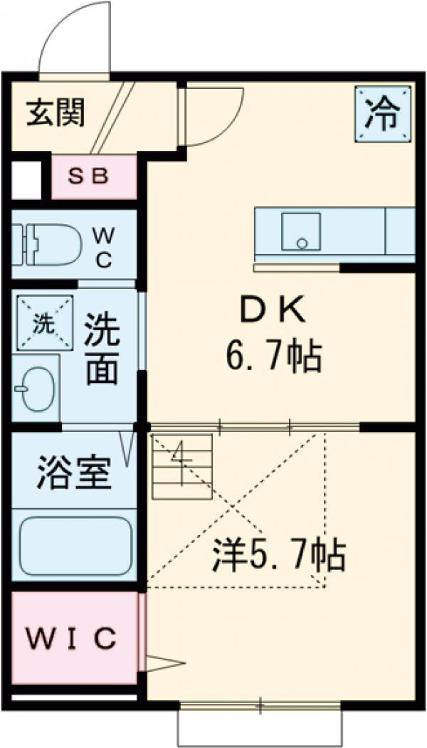 リーブルコート東小岩(1DK/2階)の間取り写真
