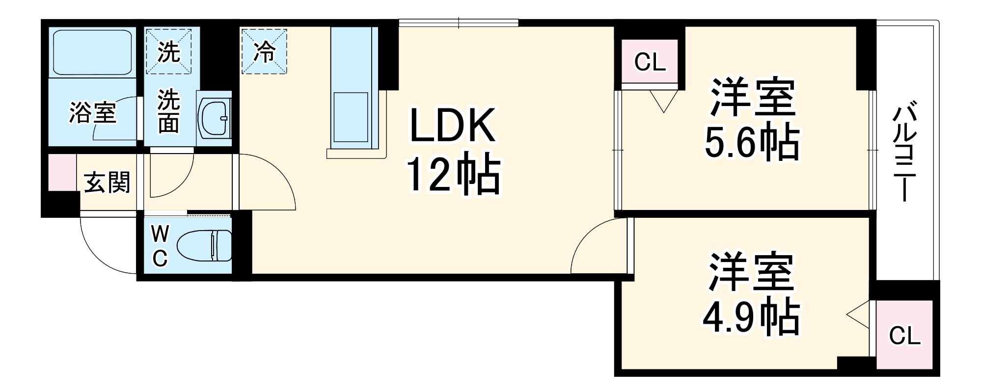セレスティア六町Ⅳ(2LDK/3階)の間取り写真
