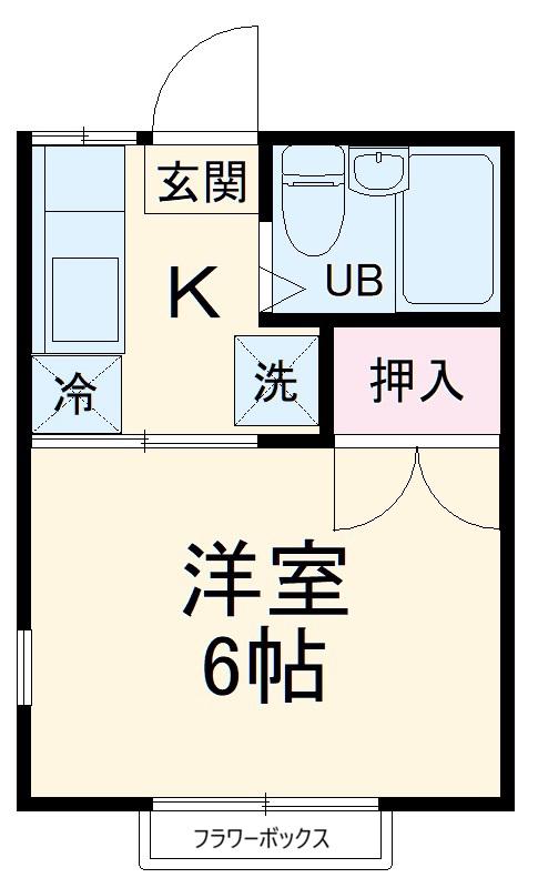 エステートピア一之瀬(1K/1階)の間取り写真