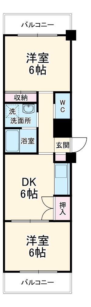 エリータ守口(2DK/2階)の間取り写真