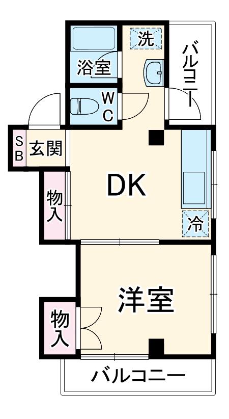 GPビル(1DK/4階)の間取り写真