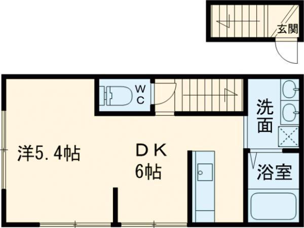 社家長町アパート(1DK/2階)の間取り写真