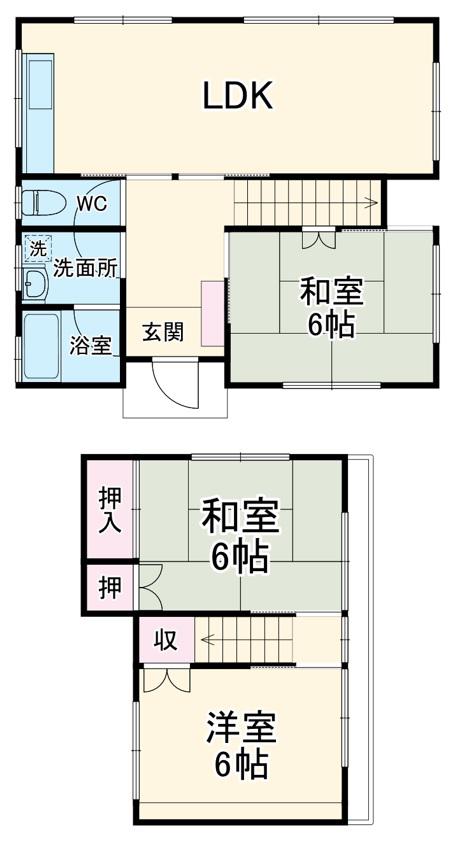 総武・中央緩行線 新検見川駅 徒歩27分 2階建 築43年(3LDK)の間取り写真