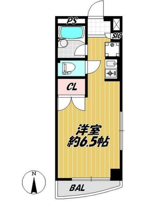 グランドヒル(ワンルーム/4階)の間取り写真