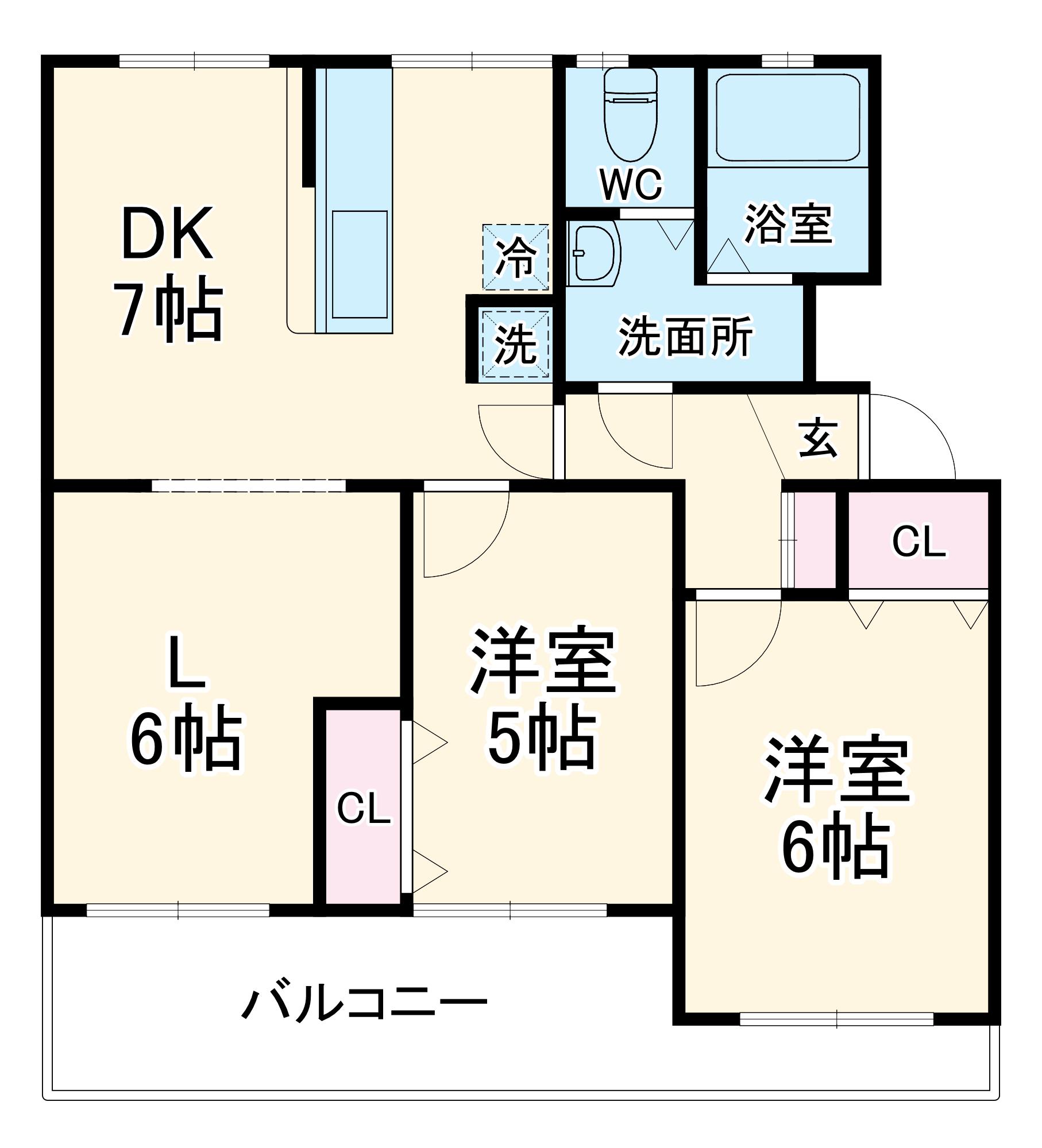 長津田団地12号棟(2LDK/3階)の間取り写真