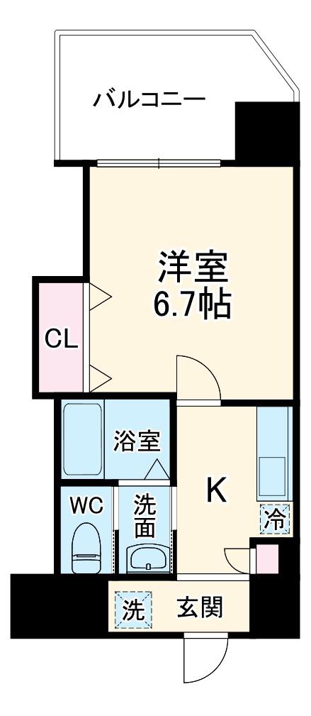 LUXEドーム前Ⅰ(1K/7階)の間取り写真