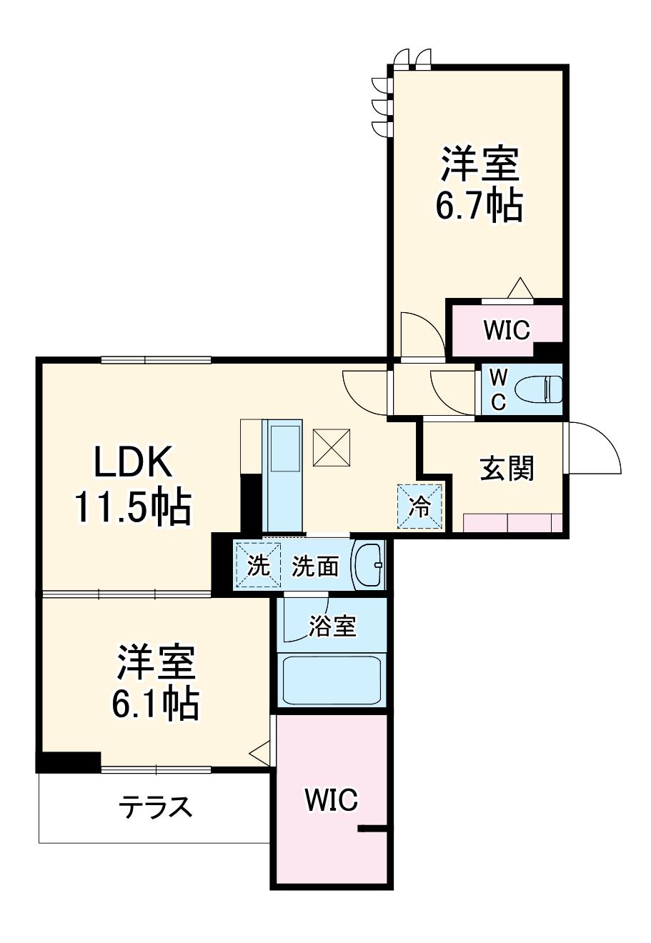 LUSSOⅢ(2LDK/2階)の間取り写真