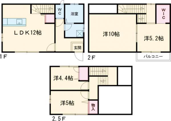 東北本線 小山駅 徒歩36分 2階建 築1年(3LDK)の間取り写真