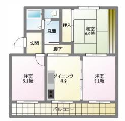 フォレストⅠ(3DK/2階)の間取り写真