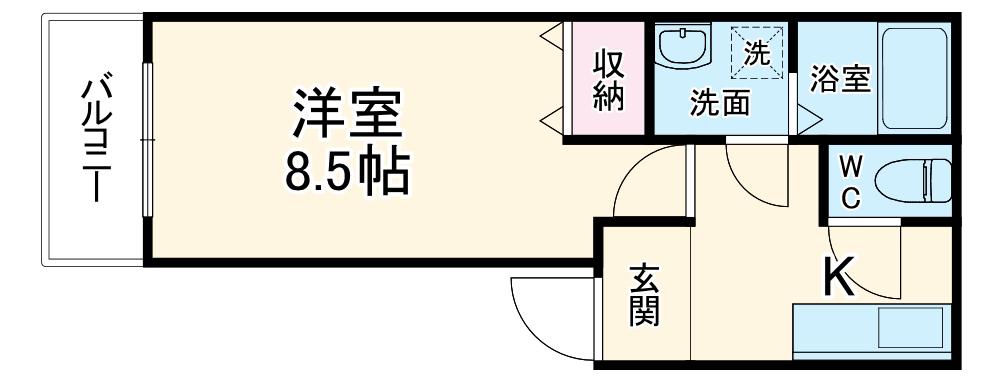 カーサコリーナ(1K/1階)の間取り写真