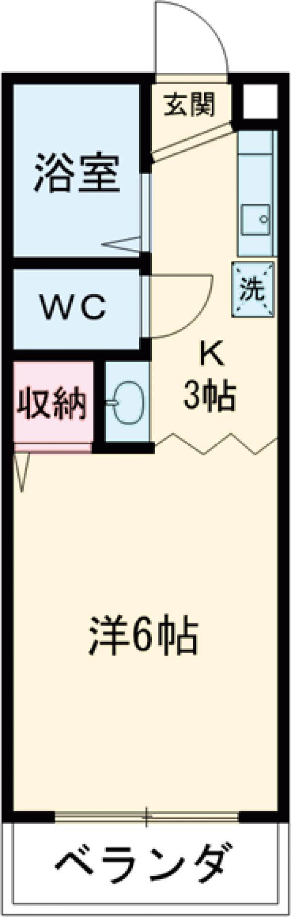 アーバン春日Ⅲ(1K/2階)の間取り写真
