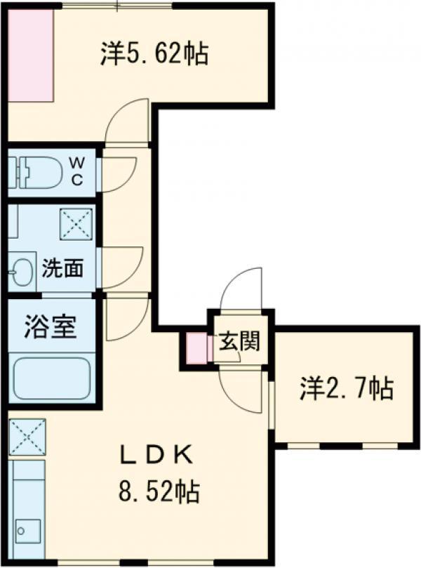 ALERO BASE SASZUKA サウス(2LDK/4階)の間取り写真