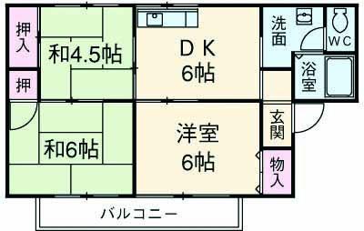 セジュールエクレア(3DK/1階)の間取り写真
