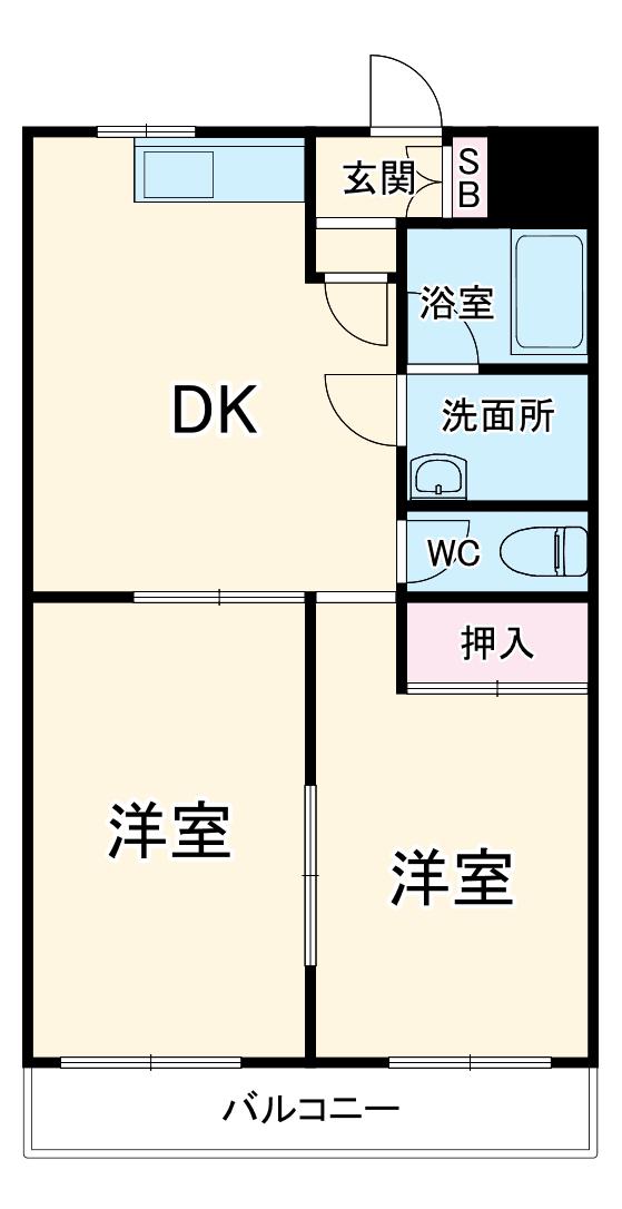 Fコート東千葉(2DK/3階)の間取り写真