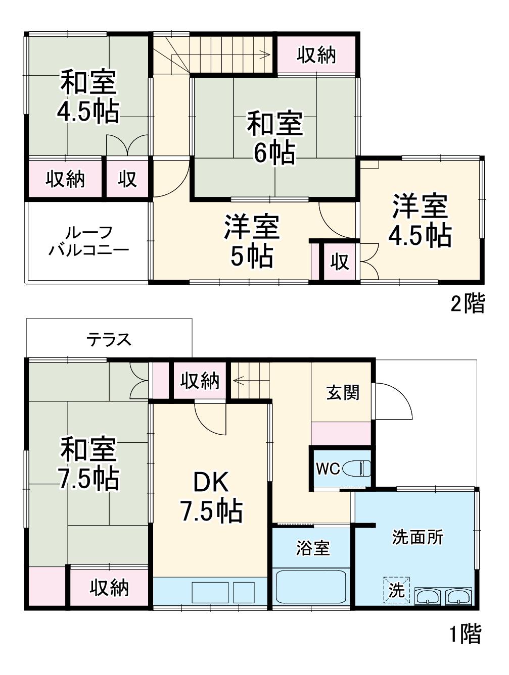 京成電鉄松戸線 高根公団駅 徒歩20分 2階建 築56年(5DK)の間取り写真