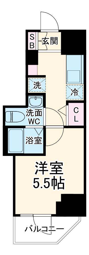 GENOVIA西千葉(1K/11階)の間取り写真