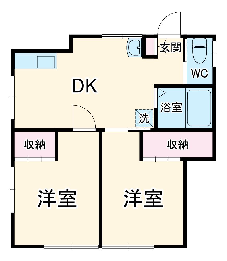神奈川県横浜市西区 2階建 築43年(2DK)の間取り写真