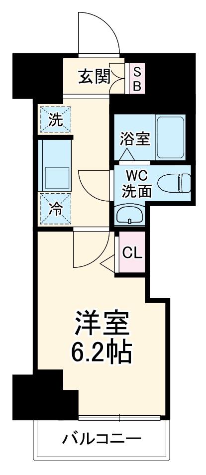 GENOVIA西千葉(1K/15階)の間取り写真