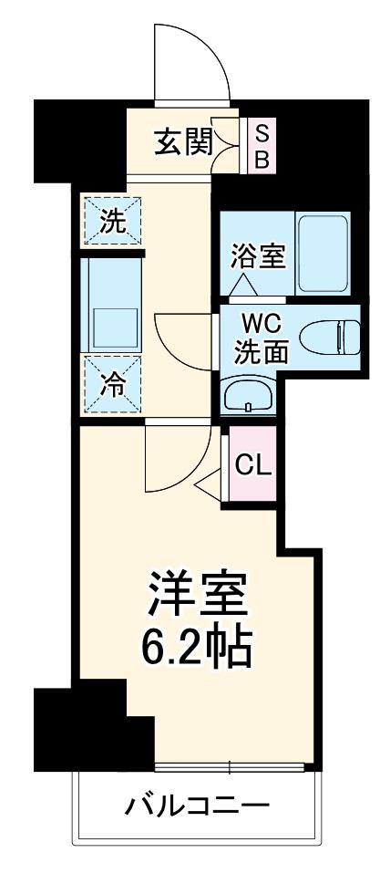 GENOVIA西千葉(1K/1階)の間取り写真