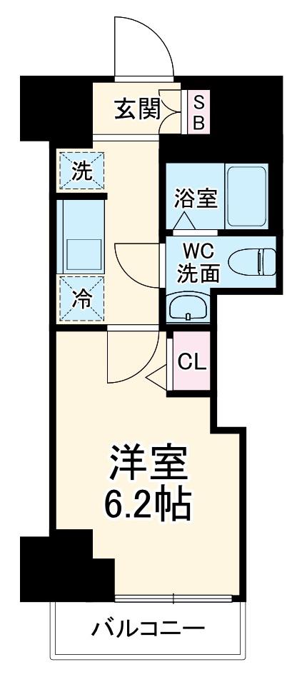 GENOVIA西千葉(1K/2階)の間取り写真