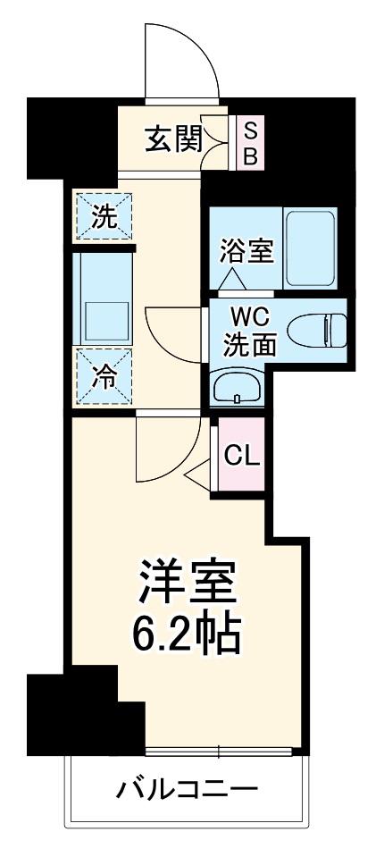 GENOVIA西千葉(1K/3階)の間取り写真