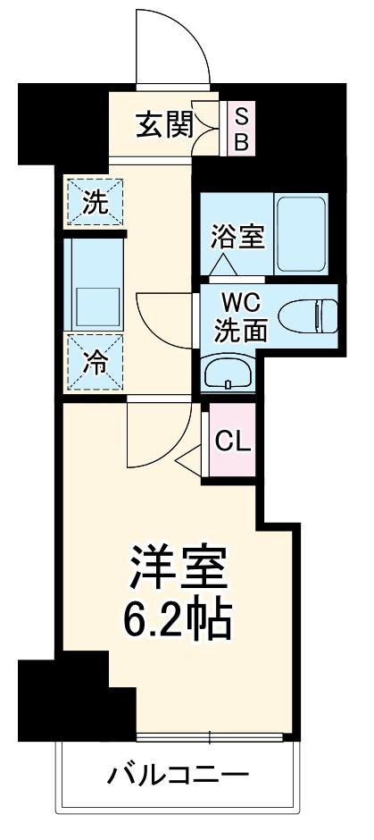 GENOVIA西千葉(1K/6階)の間取り写真