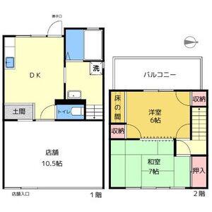 名古屋市桜通線 鶴里駅 徒歩2分 2階建 築53年(2DK)の間取り写真