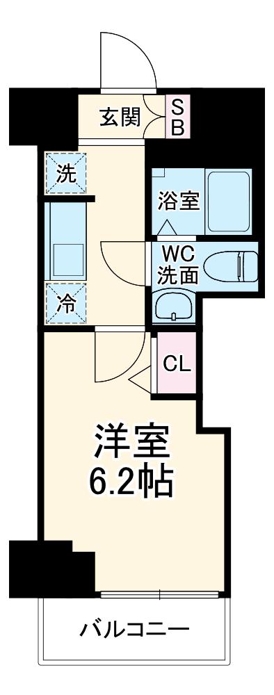 GENOVIA西千葉(1K/15階)の間取り写真