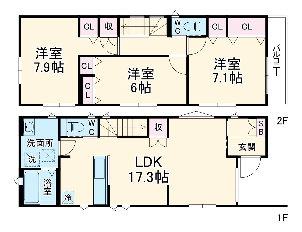 KOLET稲毛六方町(3LDK/1階)の間取り写真