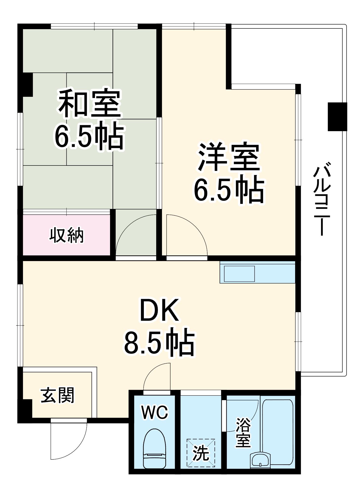 エクシヴ北久里浜(2DK/3階)の間取り写真