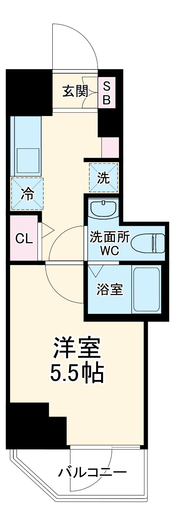 GENOVIA西千葉(1K/14階)の間取り写真