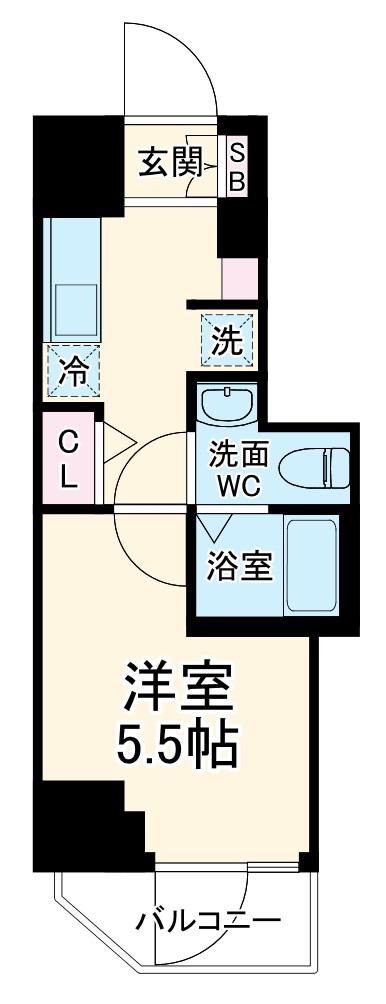 GENOVIA西千葉(1K/1階)の間取り写真