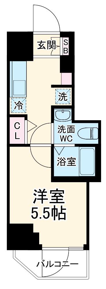 GENOVIA西千葉(1K/2階)の間取り写真