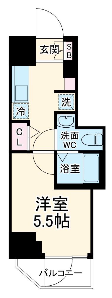 GENOVIA西千葉(1K/4階)の間取り写真