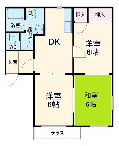 エクセルハイムⅠ(3DK/1階)の間取り写真