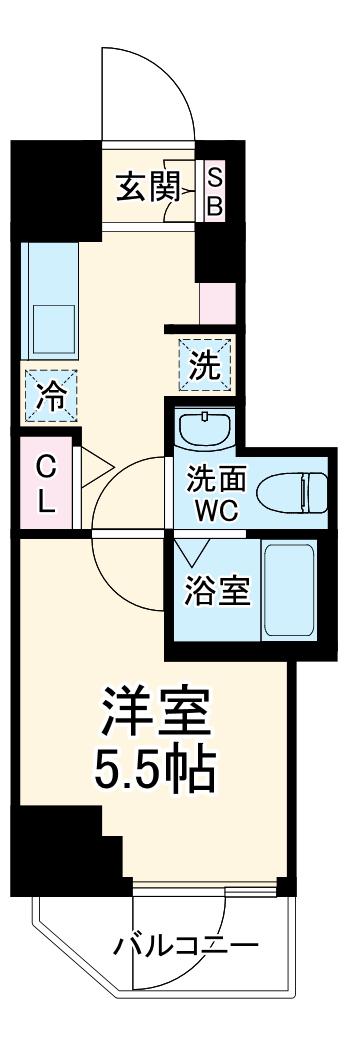 GENOVIA西千葉(1K/13階)の間取り写真