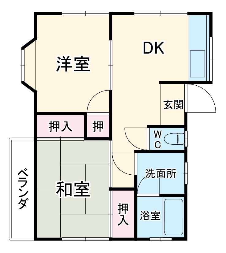 木部コーポ(2DK/2階)の間取り写真