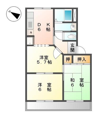 ルミナス田口(3DK/1階)の間取り写真
